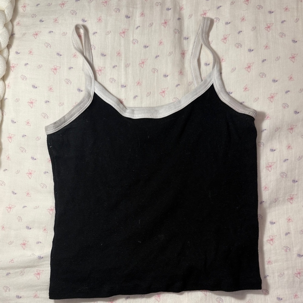 Aritzia Elegant Black Camisole with White Trim